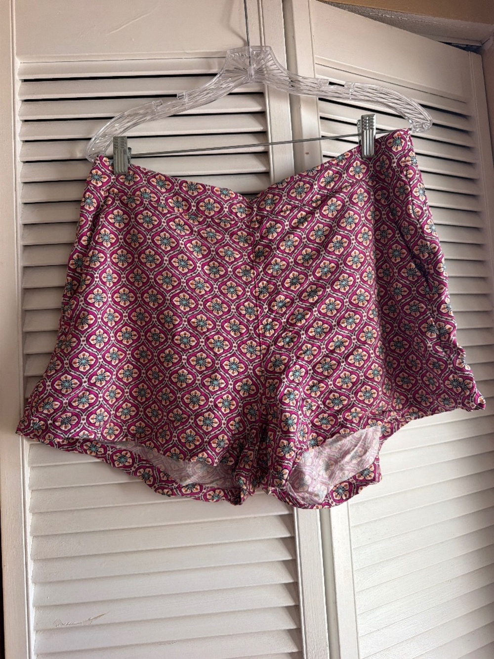 Okd Navy Pink Floral Retro High Waisted Shorts.